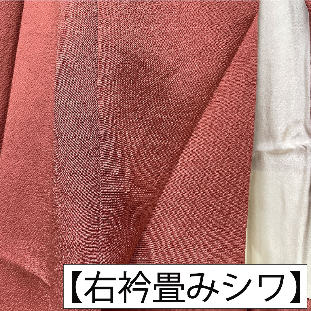 色無地 正絹 身丈154cm 裄丈62cm 長春色（ちょうしゅんいろ） 素無地 スコッチガード やまと謹製 袷 Sランク 朱系 1114002052216