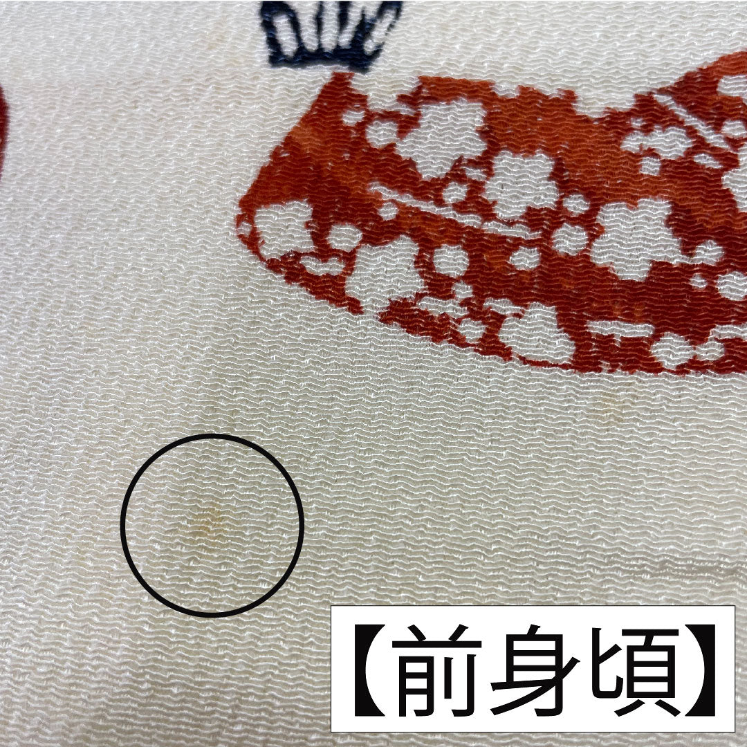 小紋 正絹 Aランク 身丈157cm 裄丈64cm 袷 乳白色（にゅうはくしょく） 京紅型 吉祥文様  クリーム系 1115007263315