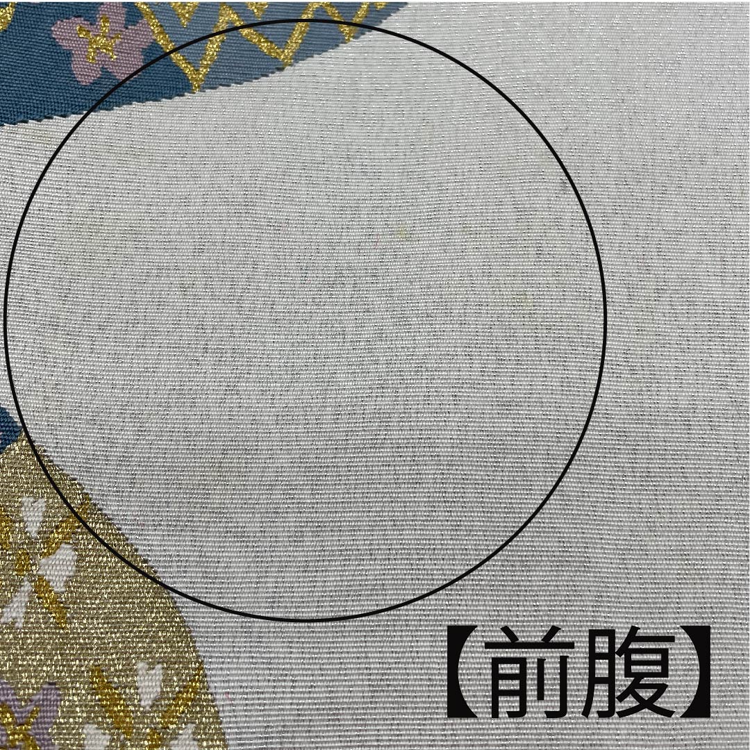 袋帯 銀白色色（ぎんはくしょくいろ） 小花 帯丈446cm 正絹 Bランク 六通 セミフォーマル 銀系 1123007174322