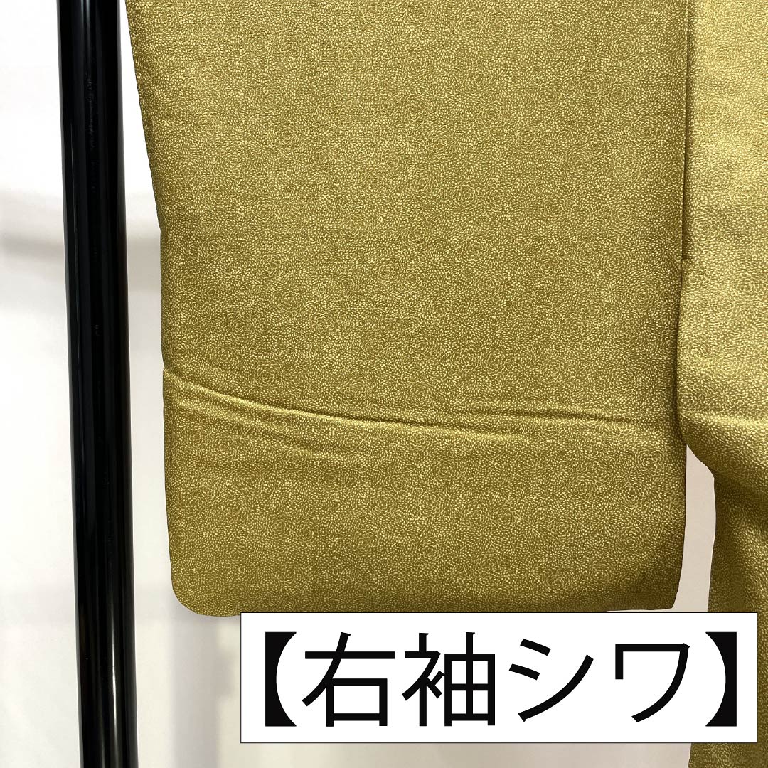 訪問着 正絹 Aランク 袷 身丈175cm 裄丈66.5cm 黄橡色（きつるばみいろ） 江戸小紋 重要無形文化財 今坂國雄 絞り道長 伝統工芸伝承者 黄系 1112007483823