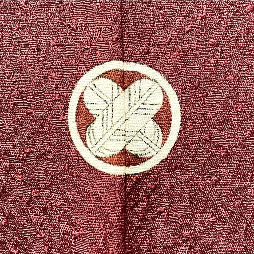 色無地 正絹 身丈154.4cm 裄丈63cm 蘇芳色（すおういろ） 一つ紋 丸に違い鷹の羽 作家物 袷 Sランク 紫系 1114001782220