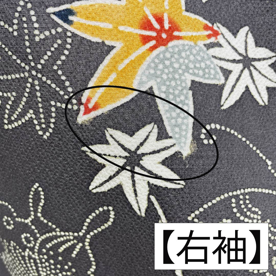 小紋 正絹 Sランク 身丈154cm 裄丈64cm 袷 薄黒色（うすぐろいろ） 京紅型 半衿付き 蝶 花 グレー系 1115007742222