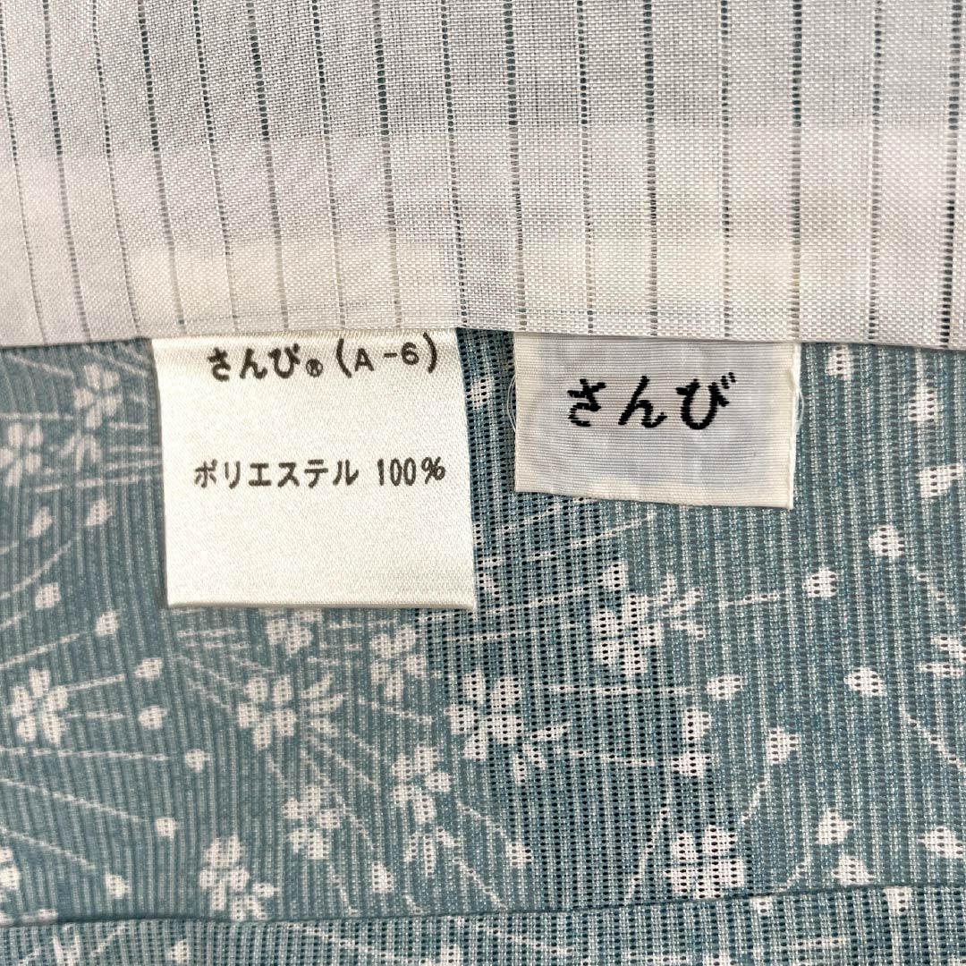 夏物 ポリエステル 小紋 身丈161cm 裄丈64cm 水浅葱色（みずあさぎいろ） 小花 洗える着物 絽 Aランク 水色系 1132002473424