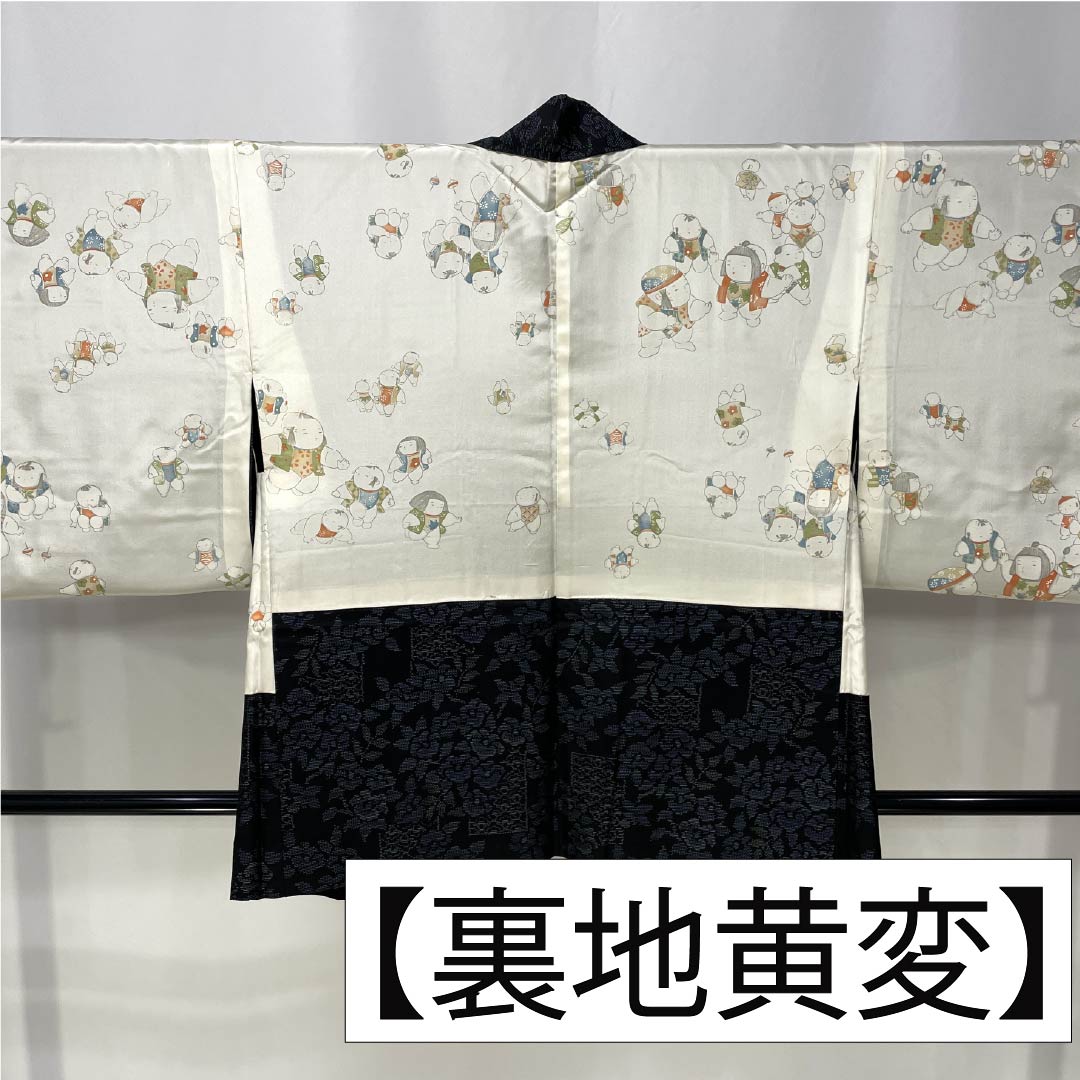 羽織 正絹 Sランク 身丈75.5cm 裄丈62.5cm 村山大島 花 羽織紐付き 袷 黒系 1117001352910