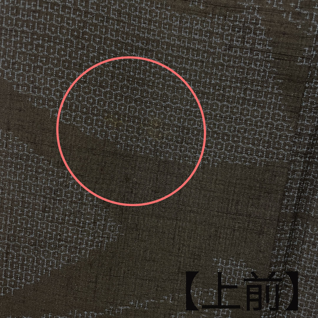 結城紬 身丈159.5cm 裄丈65cm 80亀甲 扇 正絹 Aランク 袷 黒系 1116001173310