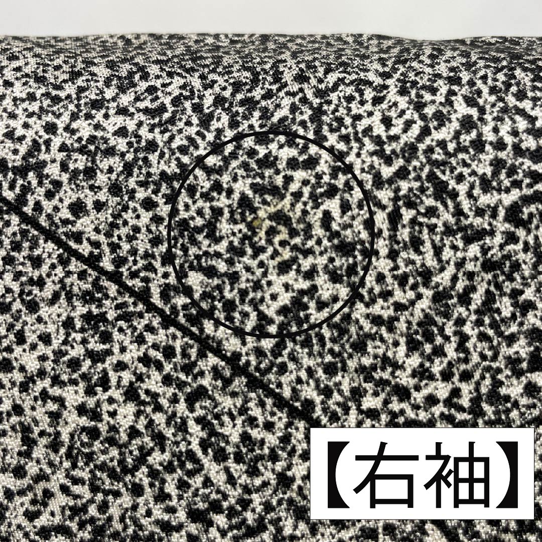 小紋 正絹 身丈157.5cm 裄丈63.5cm 袷 型染 線 小花 Bランク モノトーン 1115005434327