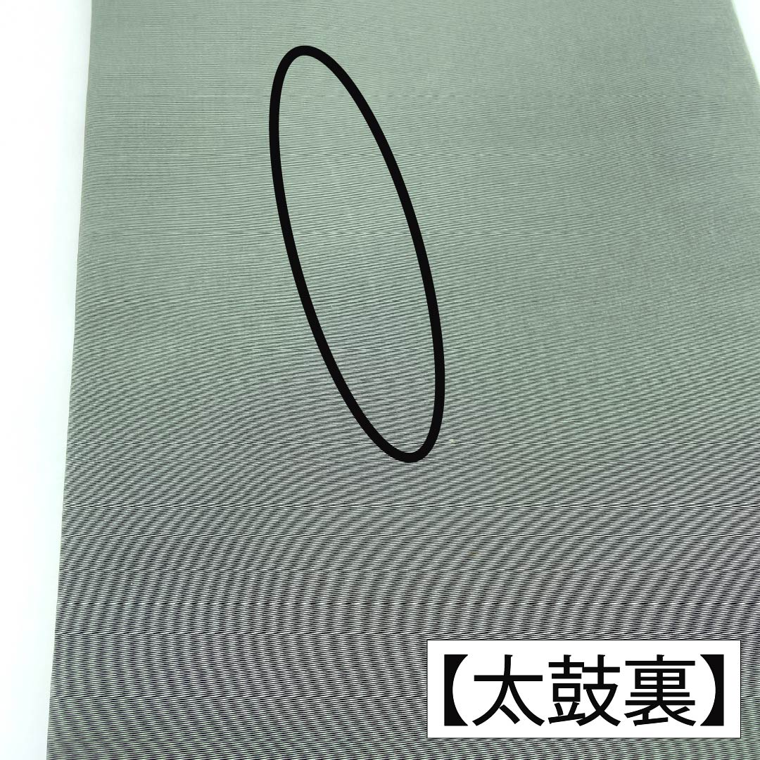 名古屋帯 正絹 Aランク 開き仕立て 鈍色（にびいろ） 唐草模様 帯丈366cm ポイント柄 セミフォーマル 緑系 1124012763319