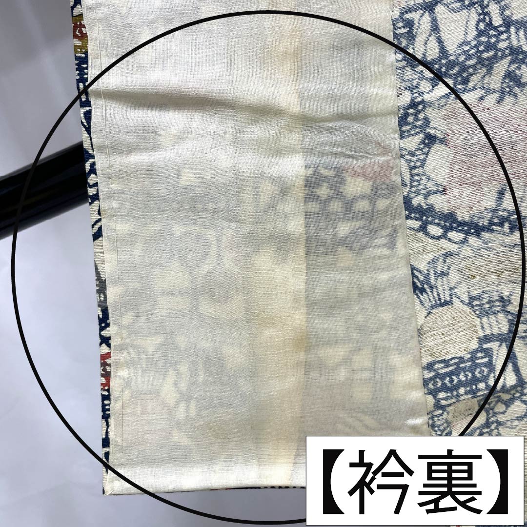 小紋 正絹 Aランク 身丈159.5cm 裄丈66cm 単衣 乳白色（にゅうはくしょく） 型染 抽象模様 クリーム系 1115008263315