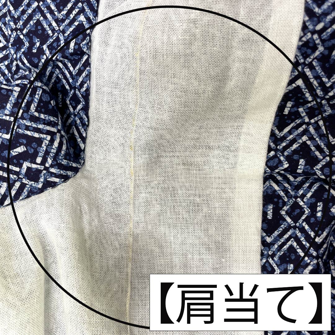メンズ浴衣 木綿 Aランク 身丈157.5cm 裄丈72cm 幾何学模様 居敷当て付き 単衣 紺系 1138001133518