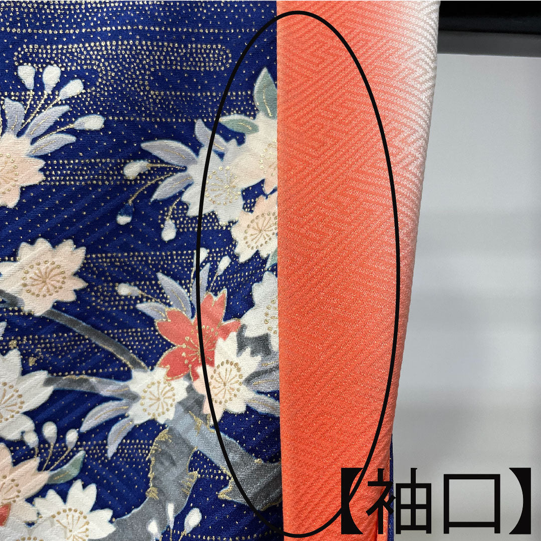 訪問着 正絹 袷 身丈156cm 裄丈66.5cm 瑠璃色 京友禅 吉祥文様 Sランク 紺系 1112003742318