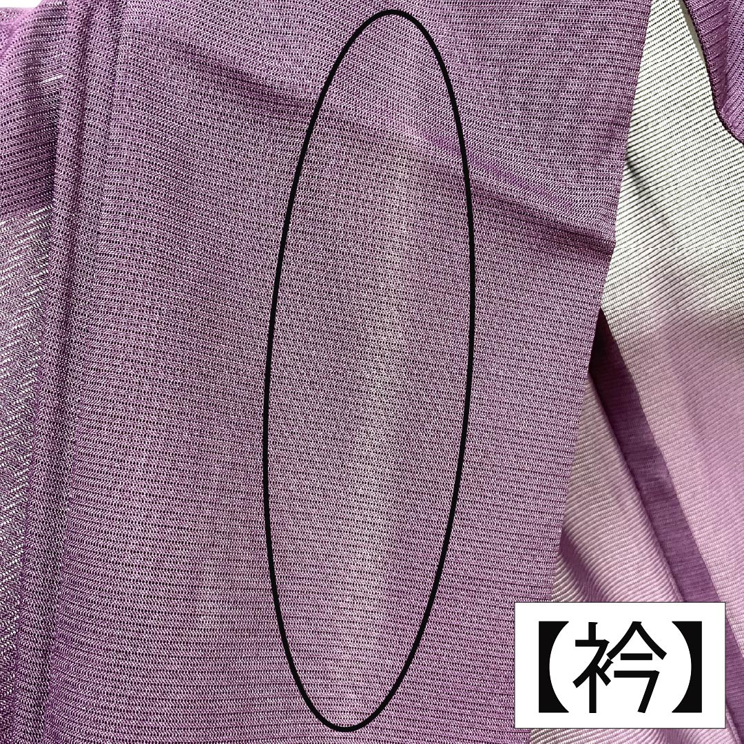 夏物 ポリエステル 色無地 Aランク 身丈160.5cm 裄丈64cm 似紫色（にせむらさきいろ） 洗える着物 素無地 絽 紫系 1132004243420