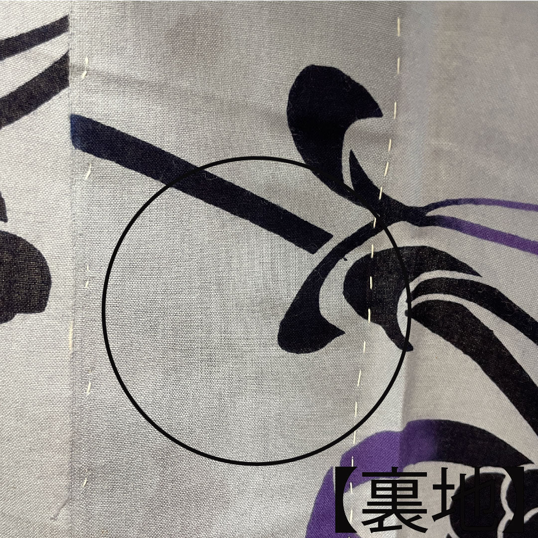 Yukata Cotton Length 164cm Sleeve length 65.5cm A rank Single layer Grayish White violet Chrysanthemum 1118004873422