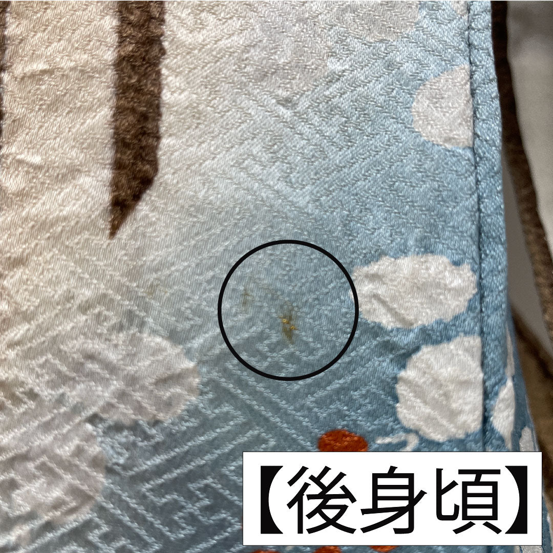 Homongi, pure silk, lined, length 165cm, sleeve length 63cm, earth color, stripes, bush clover, A rank, brown, 1112005743514