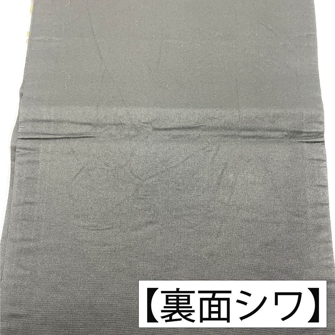 袋帯 正絹 Sランク 銀色 西陣織 扇面 桜 帯丈438cm 六通 フォーマル 銀系 1123017862322