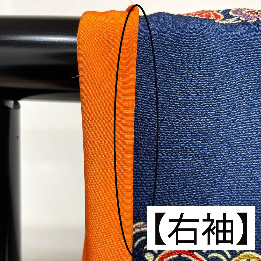 Komon (small pattern) silk, A-rank, length 157.5cm, sleeve length 63cm, lined, iron grape color, stencil dyeing, classic pattern, navy blue, 1115006543318