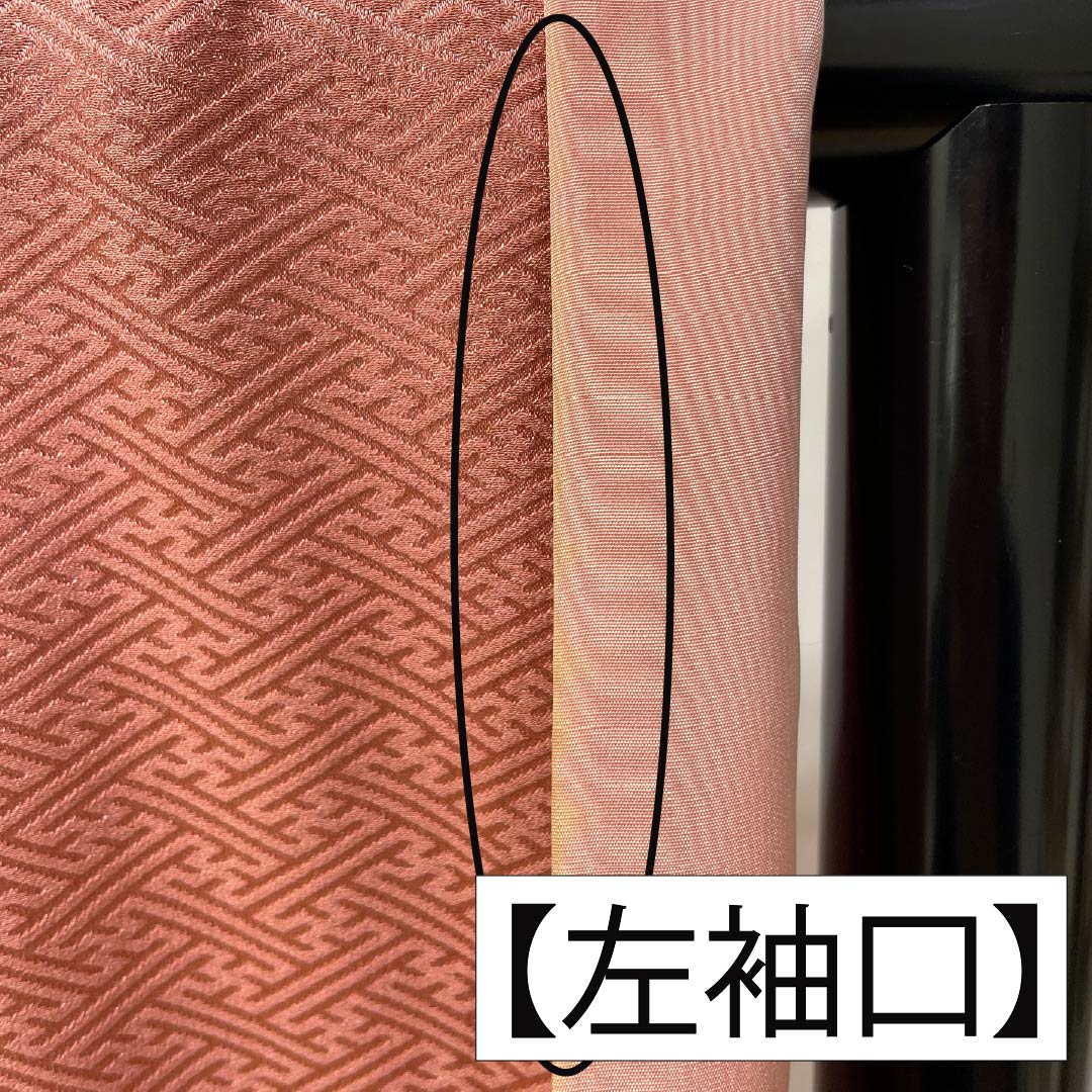 訪問着 正絹 Bランク 袷 身丈164.5cm 裄丈64cm 長春色（ちょうしゅんいろ） 絞り 刺繍 紗綾形 雲取り ピンク系 1112006214413