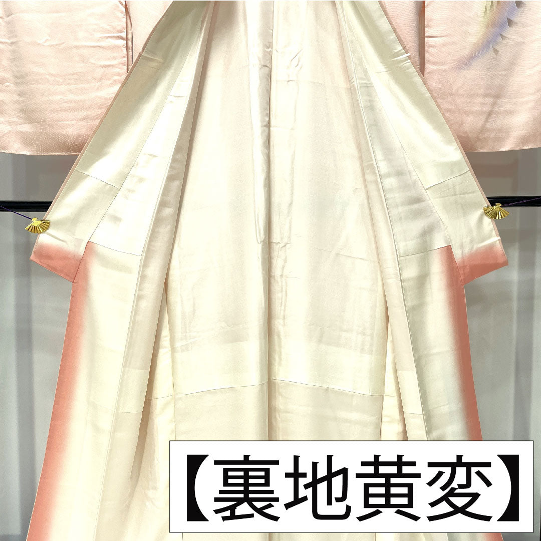訪問着 正絹 袷 身丈167.5cm 裄丈68.5cm 今様色（いまよういろ） 京友禅 蝶 しつけ糸付き Aランク ピンク系 1112005933513