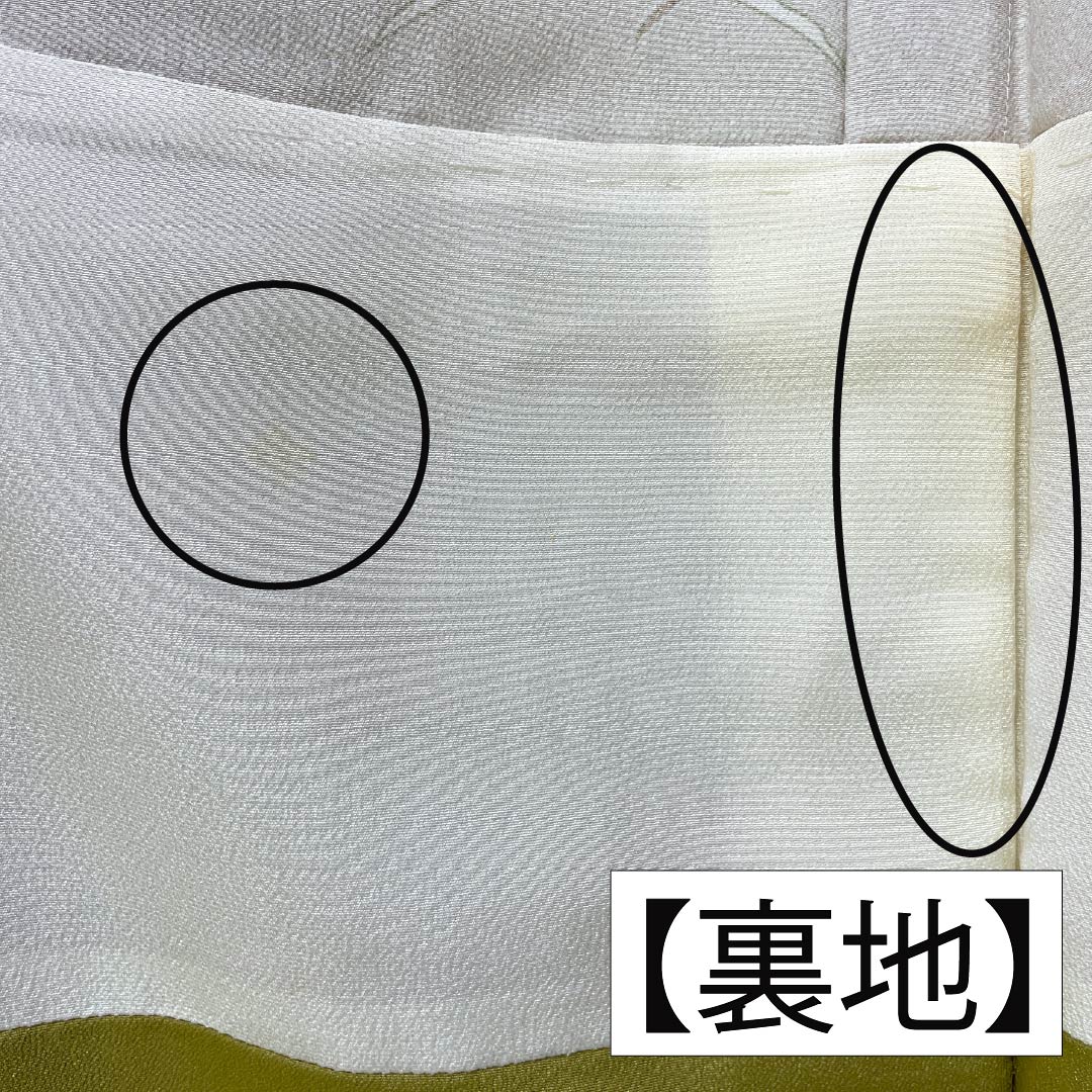 小紋 ポリエステル Aランク 身丈155.5cm 裄丈63cm 袷 胡桃色（くるみいろ） 露芝 背抜き仕立て 洗える着物 ベージュ系 1115007123325