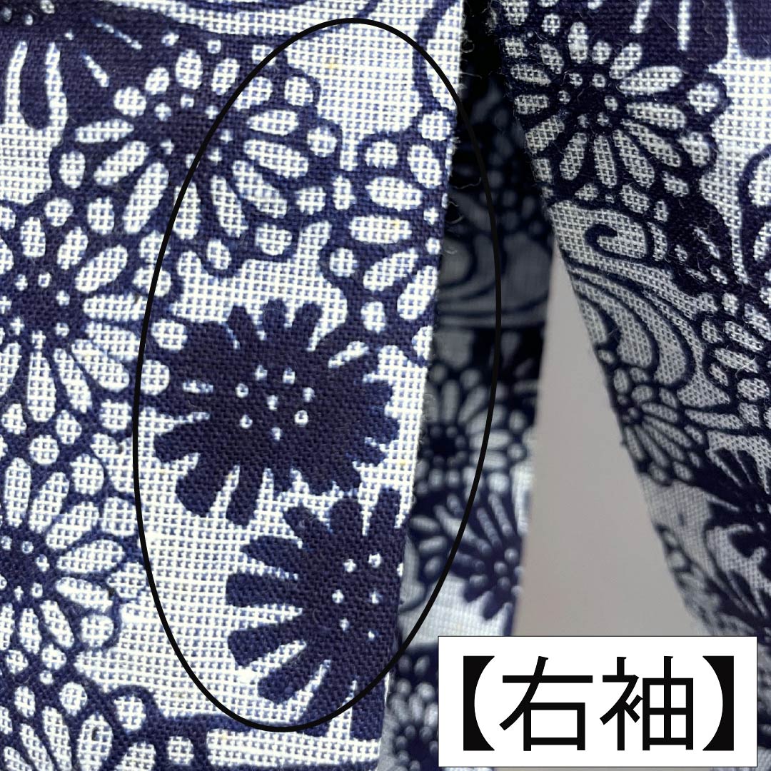 浴衣 木綿 身丈154cm 裄丈62cm Bランク 単衣 グレー系 水銀色（すいぎんいろ） 菊 流水 1118005914222