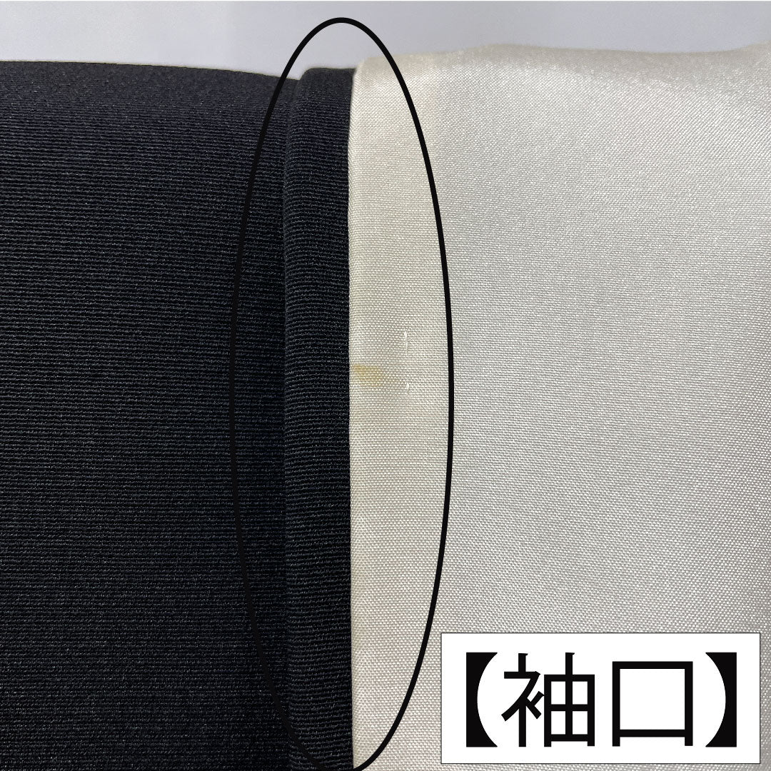 Black formal kimono, pure silk, length 150cm, sleeve length 64cm, lined, Kyoto yuzen, folding screen, flowing water, five crests, five-three paulownia, S rank, black, 1111001742110