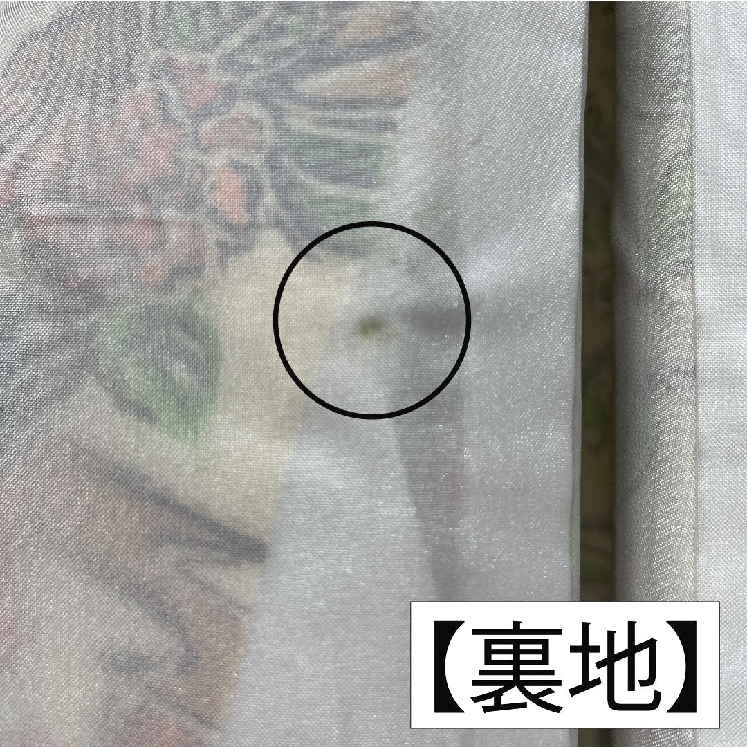 小紋 ポリエステル 身丈156cm 裄丈63cm 袷 乳白色（にゅうはくしょく） 更紗調 洗える着物 Aランク クリーム系 1115004503315