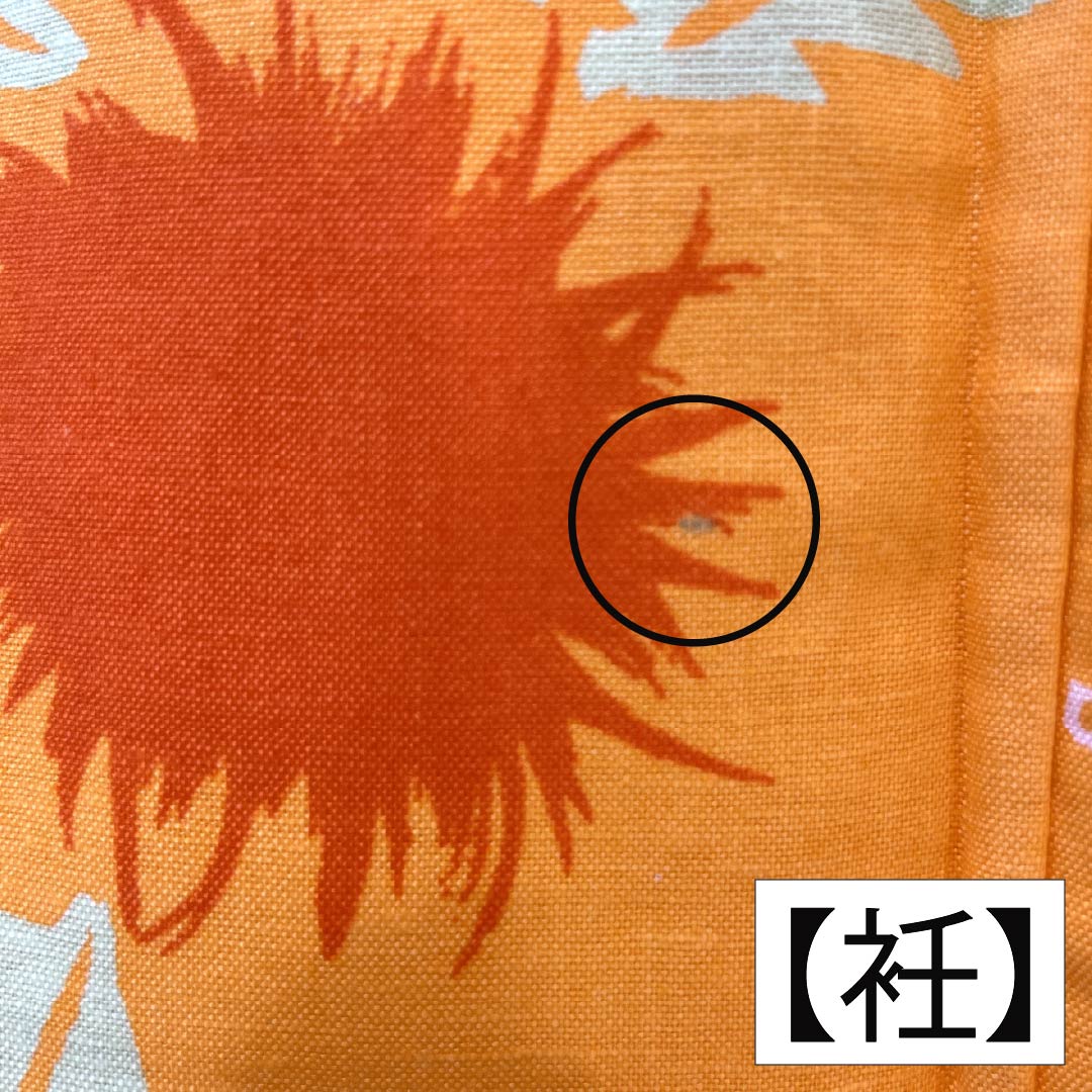 Cotton Yukata, Length 162.5cm, Sleeve Length 65cm, S Rank, Single Layer, Orange with Cherry Design, 1118005952426