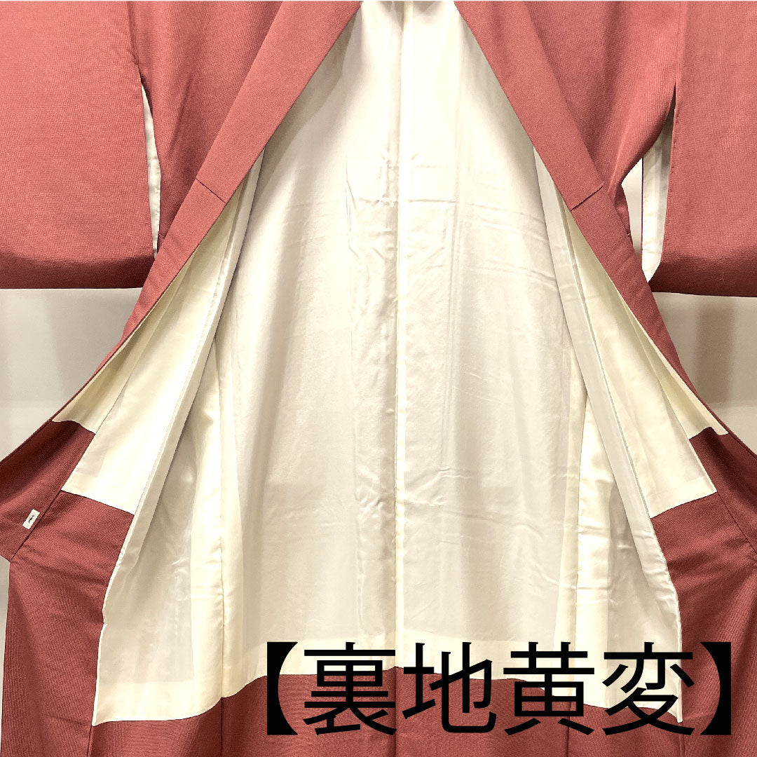 小紋 身丈172cm 裄丈67.5cm 袷  蘇芳色 江戸小紋 草木染 行儀  正絹 Sランク 赤系 1115003502612