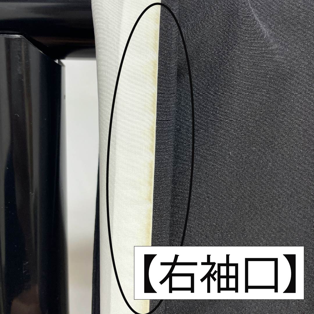 黒留袖 正絹 Aランク 身丈161.5cm 裄丈64cm 袷 五つ紋 揚羽蝶 刺繍 鳥 組紐 五つ紋 黒系 1111001813410