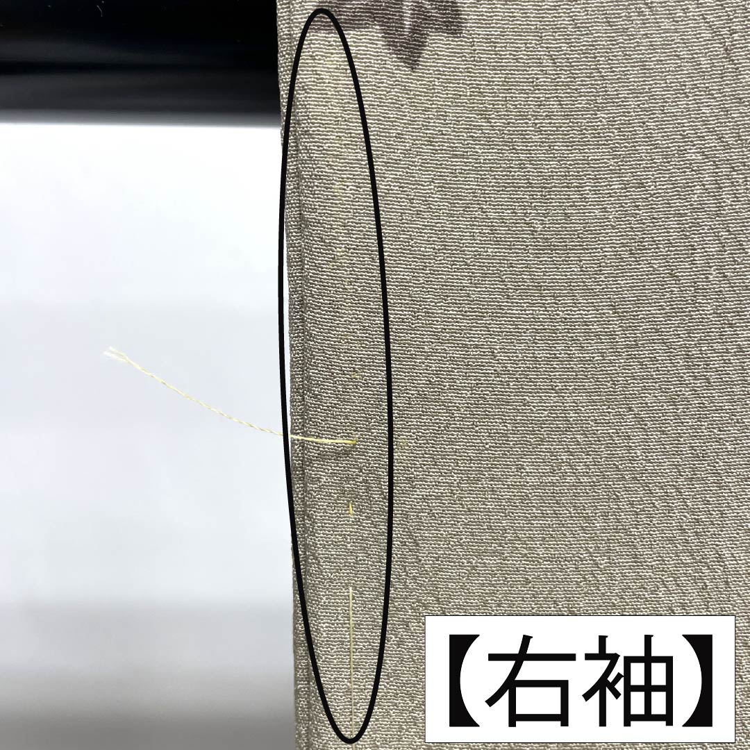 訪問着 ポリエステル Aランク 袷 身丈165.5cm 裄丈66.5cm 銀煤竹色（ぎんすすたけいろ） 花 鈴 洗える着物 ベージュ系 1112007373525