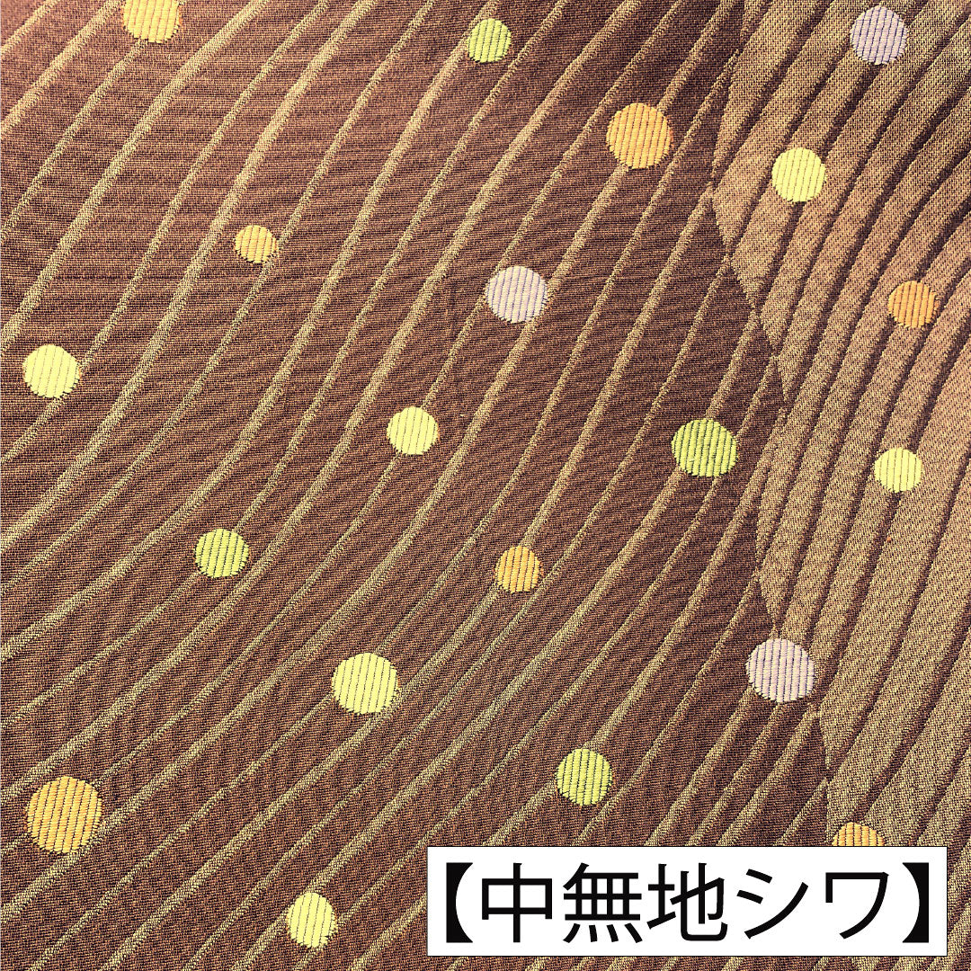 リサイクル着物】袋帯 ポリエステル Aランク 水玉模様 リバーシブル 縞