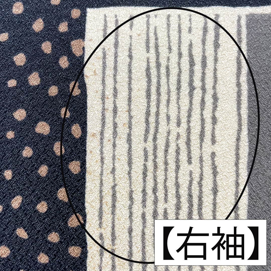 小紋 ポリエステル Bランク 身丈165.5cm 裄丈65.5cm 袷 ドット 市松 洗える着物 黒系 1115006754510