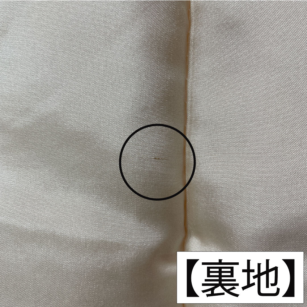 色無地 正絹 身丈160.5cm 裄丈65cm 薄柿色（うすがきいろ） 一つ紋 雪輪に蔦 しつけ糸付き 袷 Sランク 橙系 1114001642426