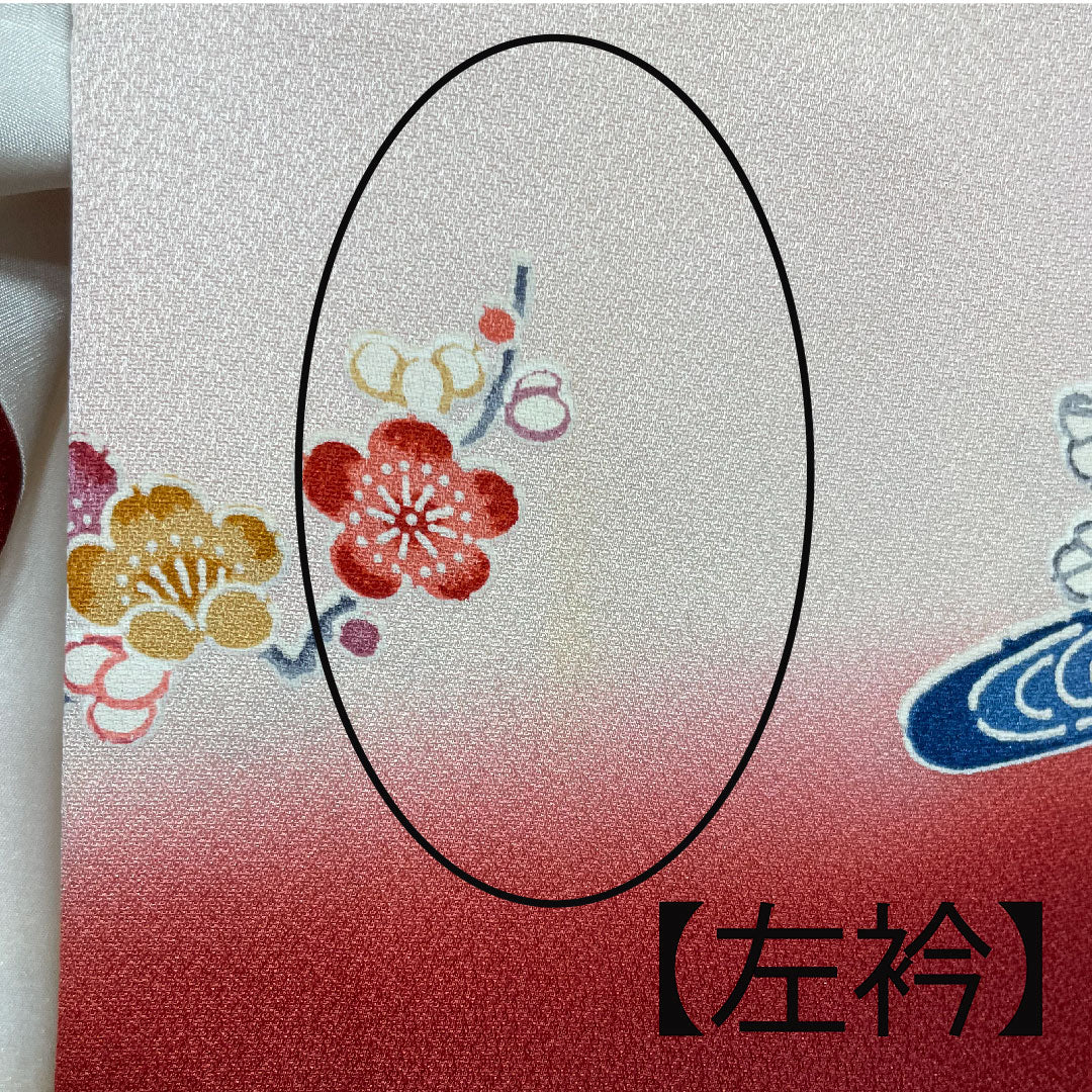 振袖 身丈161.5cm 裄丈64cm 袷  葡萄茶色 薄桜色 型染 茶屋辻 松竹梅  正絹 Aランク 赤系 1113000913412