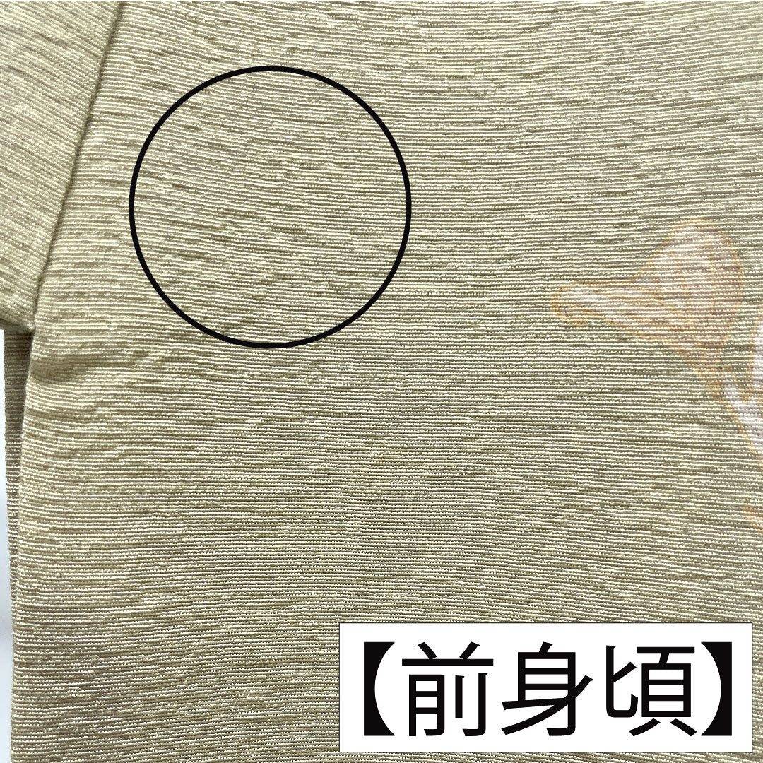 訪問着 正絹 袷 身丈151cm 裄丈61cm 硫黄色）いおういろ） 京友禅 草花模様 一つ紋 三ツ割藤 Aランク 緑系 1112005593219