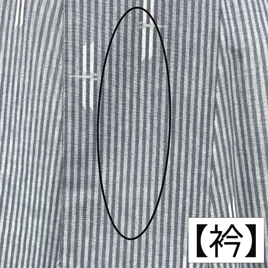 夏物 ポリエステル 紬 Sランク 身丈159cm 裄丈66cm つるば鼠色（つるばねずいろ） 洗える着物 縞 トンボ 紗 グレー系 1132006152322