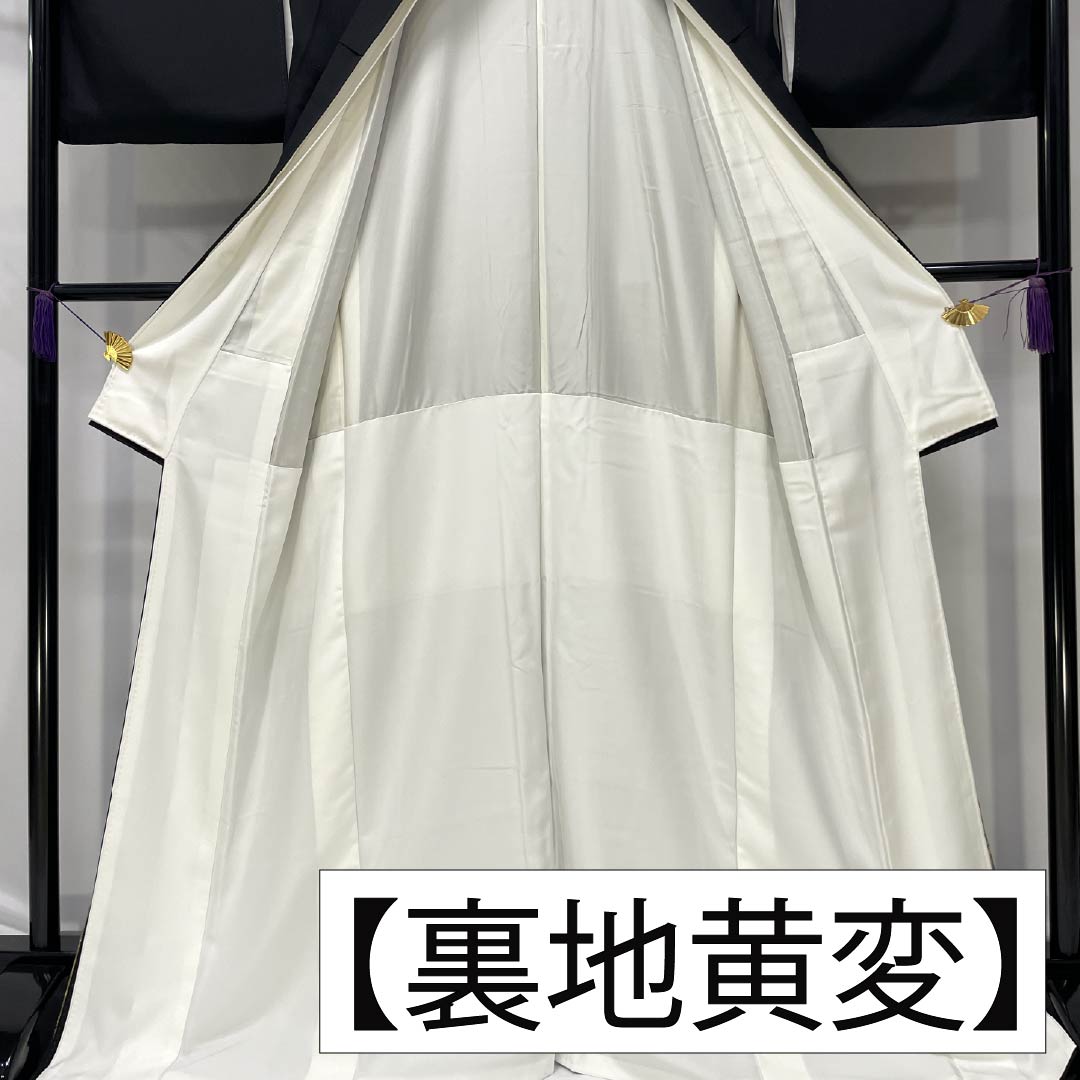 黒留袖 正絹 Aランク 身丈170cm 裄丈67cm 袷 京友禅 五つ紋 梅鉢 重箱 草花 五つ紋 黒系 1111001873610