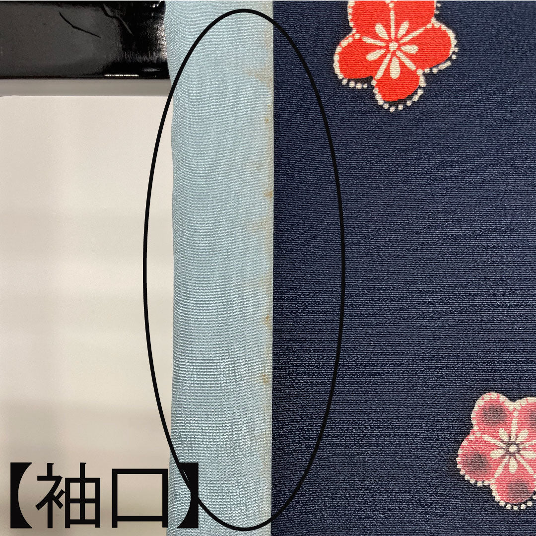 訪問着 正絹 袷 身丈158.5cm 裄丈62cm 濃紺色 小紋付下げ 京紅型 Aランク 紺系 1112003783318