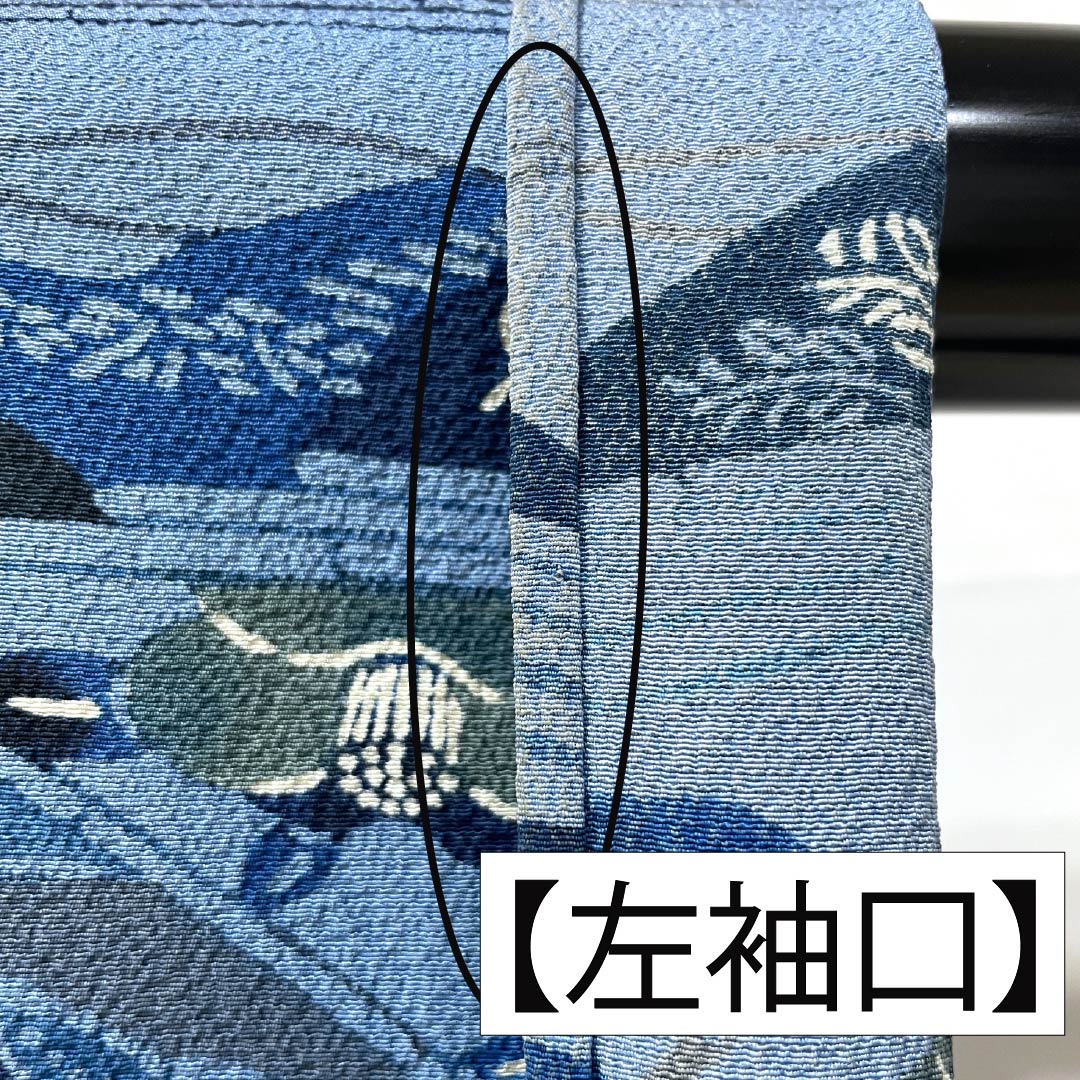 小紋 正絹 身丈154cm 裄丈64.5cm 単衣 空色（そらいろ） 型染 藍型調 吉祥文様 Bランク 青系 1115005614217
