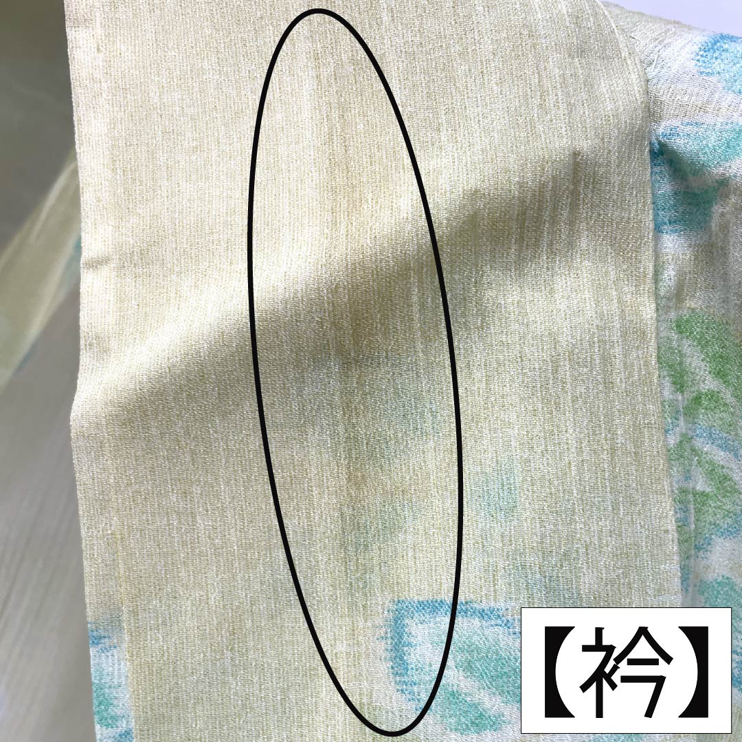 夏物 ポリエステル 紬 Aランク 身丈152.5cm 裄丈62cm 牙黄色（げおういろ） 薔薇 縮風 紗 黄系 1132006333223