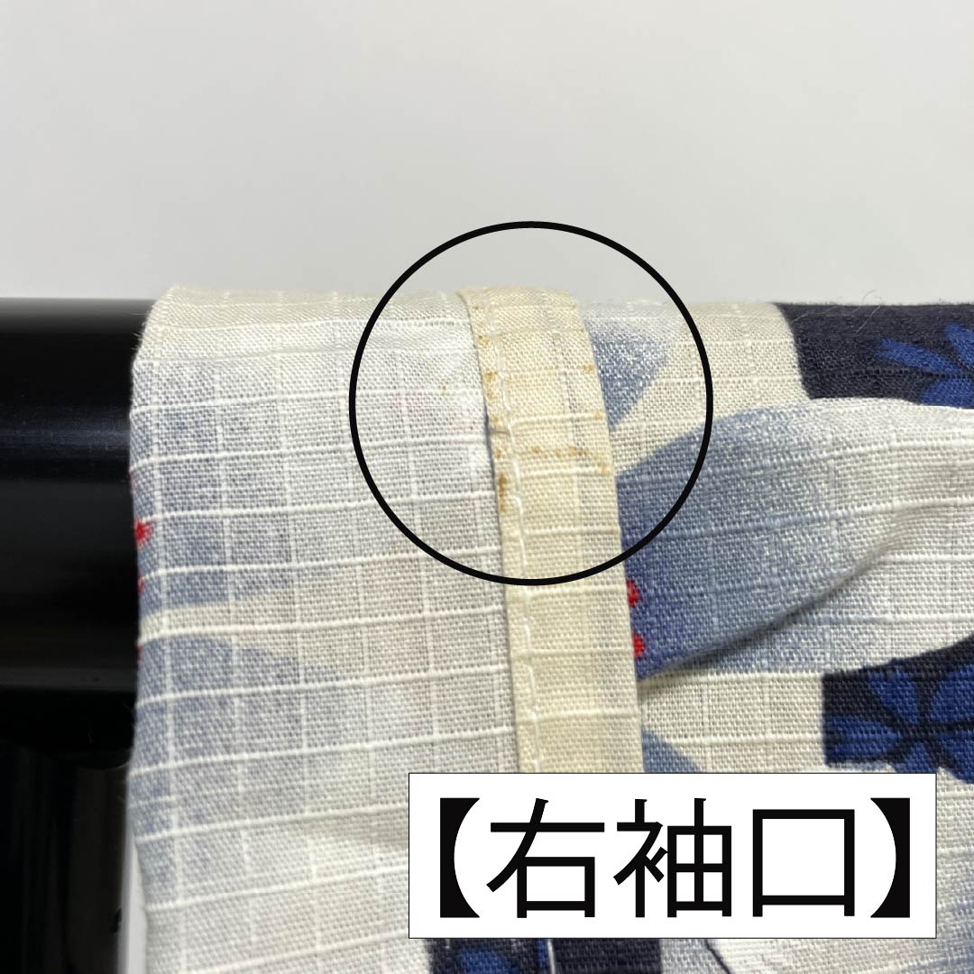 浴衣 木綿 身丈162cm 裄丈69cm Bランク 単衣 グラデーション系 生成り色（きなりいろ） 濃紺色（のうこんいろ） 市松模様 桜 1118005994499