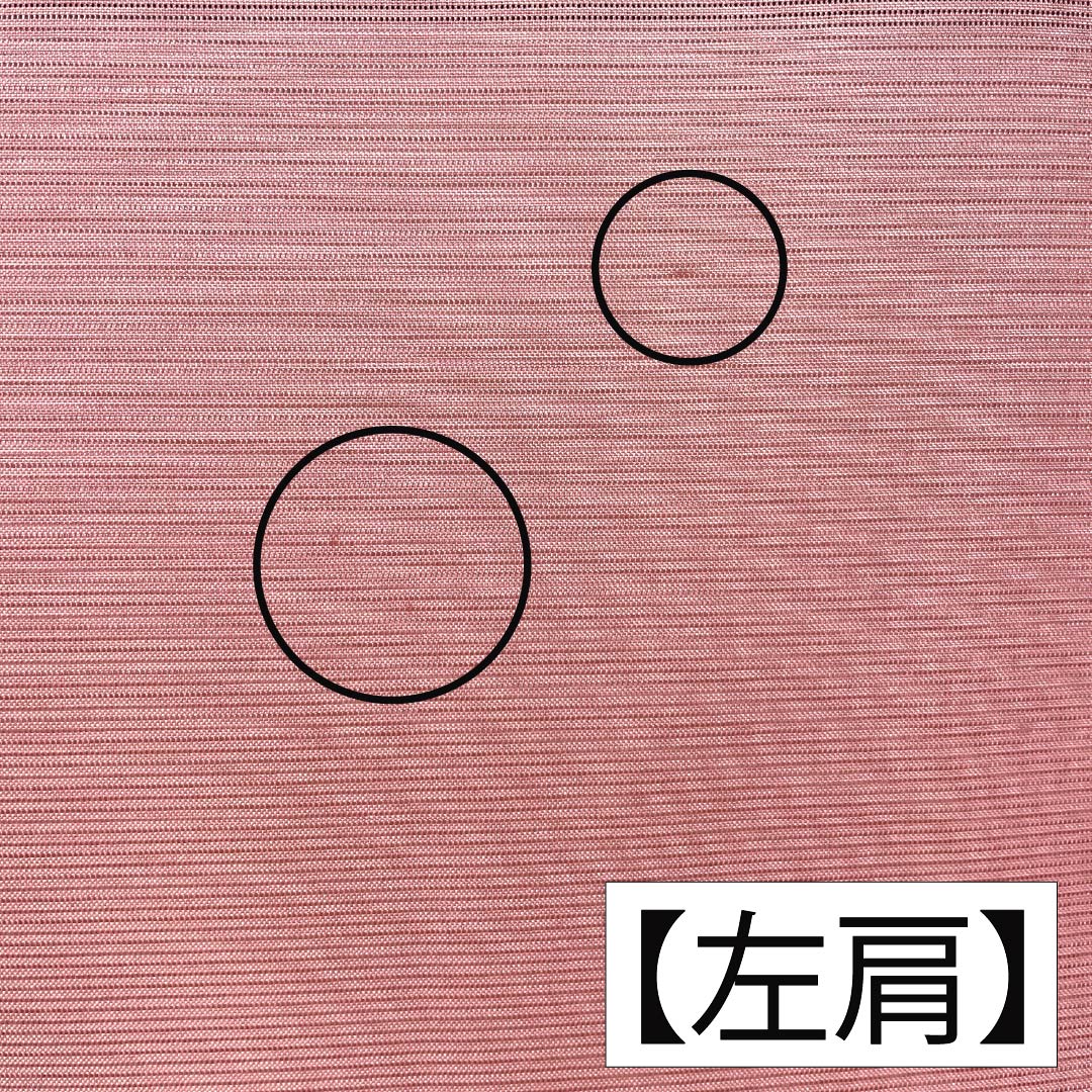 夏物 ポリエステル 色無地 Aランク 身丈151cm 裄丈67cm 浅蘇芳色（あさきすおういろ） 洗える着物 素無地 絽 ピンク系 1132003893213