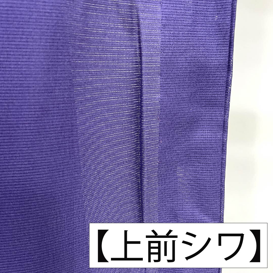 夏物 ポリエステル 色無地 Sランク 身丈160.5cm 裄丈63.5cm 緋紺色（ひこんいろ） 洗える着物 素無地  絽 紫系 1132005662420