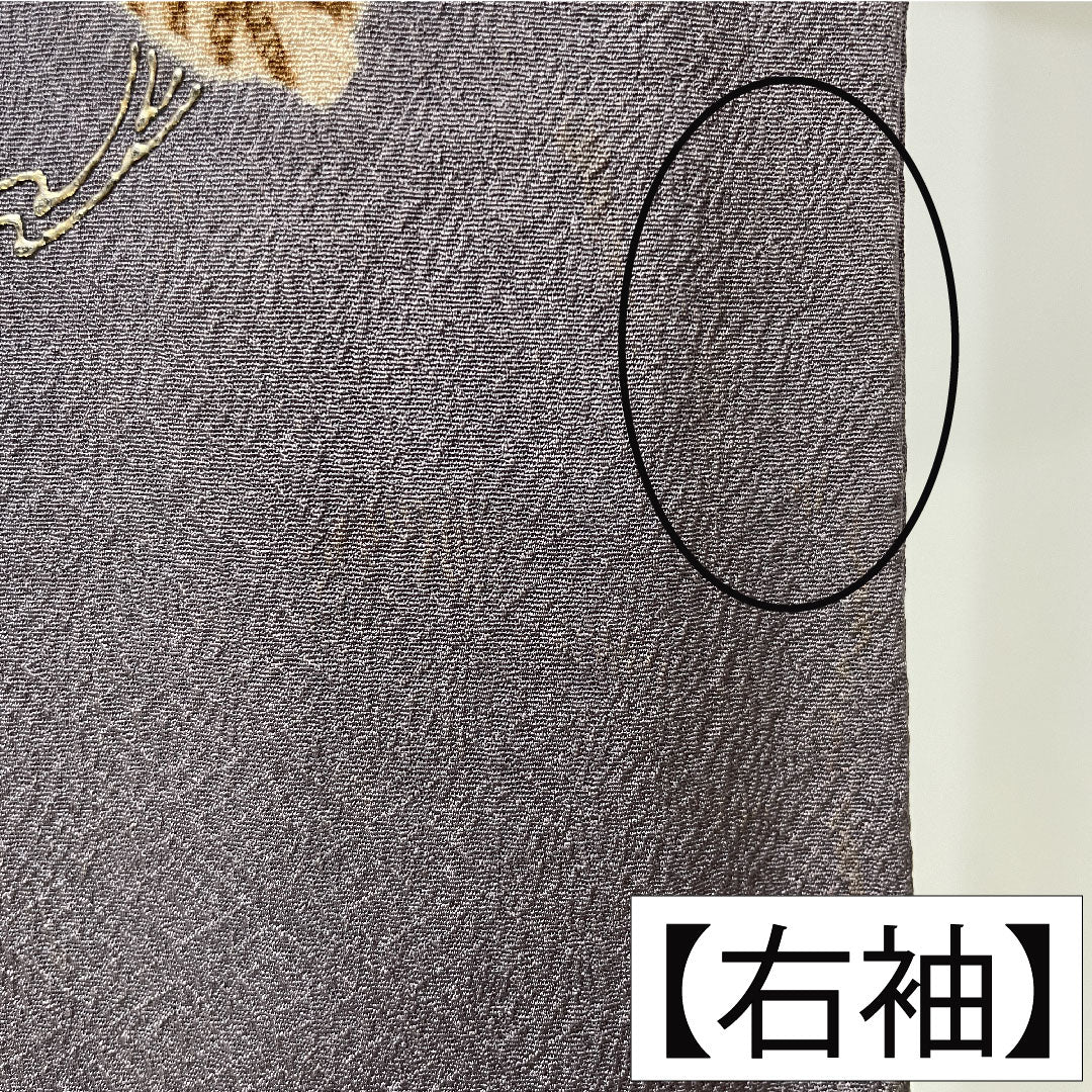 訪問着 正絹 袷 身丈159.5cm 裄丈63.5cm 紫鼠色（むらさきねずいろ）  ちりめん地 辻ヶ花 道長取り 付下げ Aランク グレー系 1112005583322