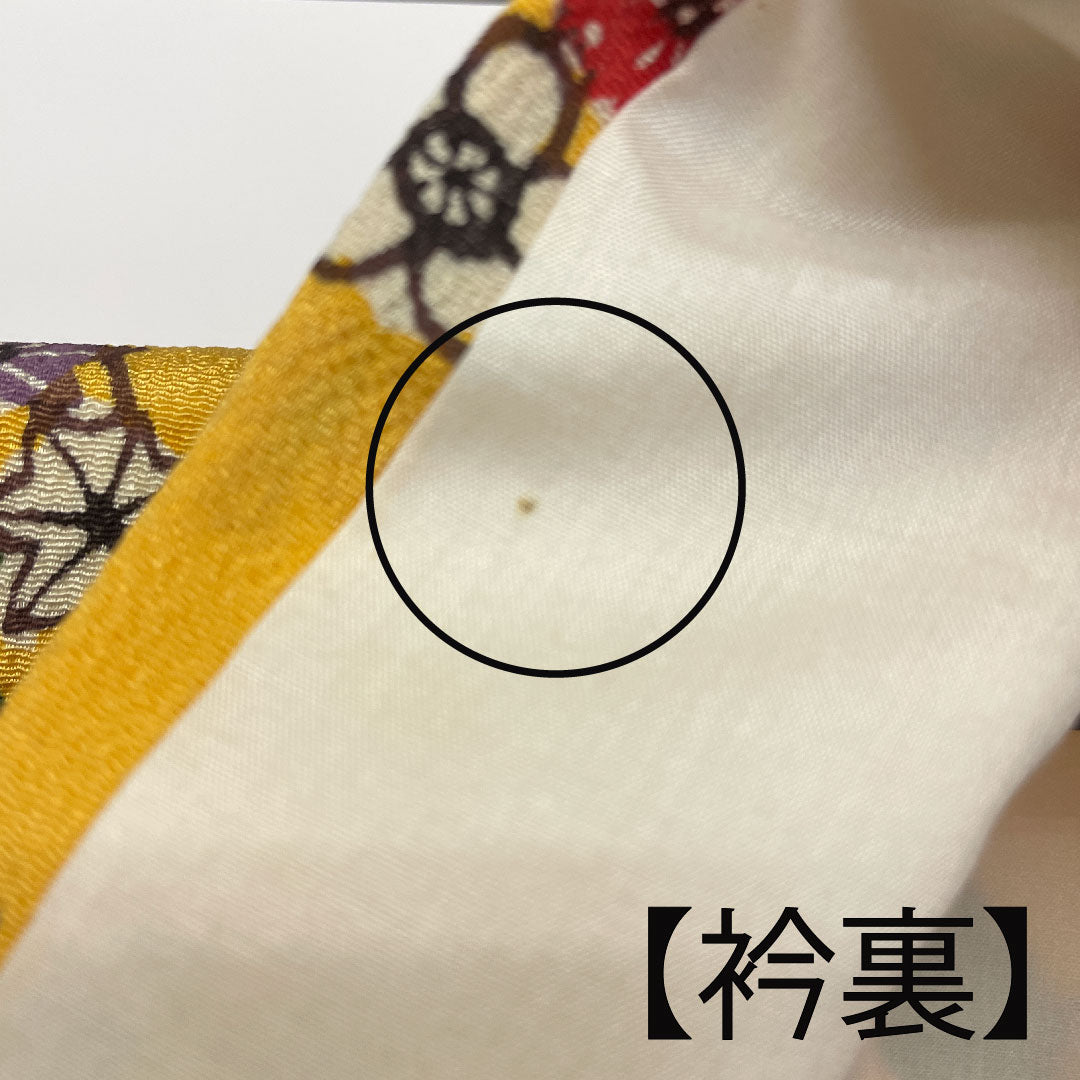 小紋 身丈156.5cm 裄丈64cm 袷  紅型  正絹 Aランク 黄系 1115002033323