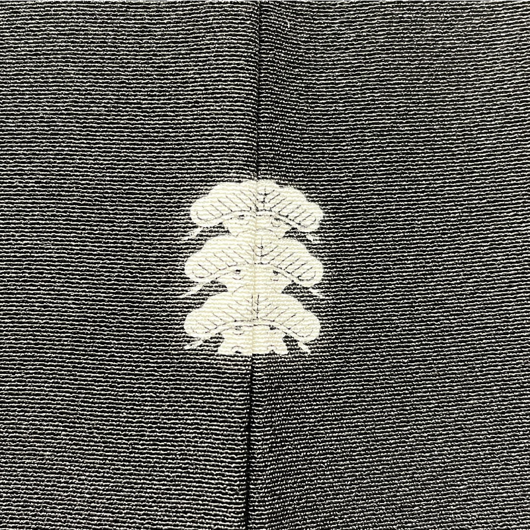Black formal kimono, pure silk, length 154.5cm, sleeve length 62.5cm, lined, Kyo Kaga Yuzen, landscape pattern, five crests, three-layered pine tree, A rank, black, 1111001713210