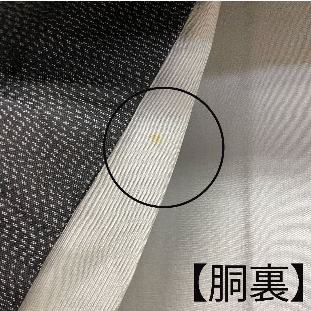 大島紬 身丈154.5cm 裄丈62cm 緯総絣 草花模様 正絹 Aランク 袷 黒系 1116001523210