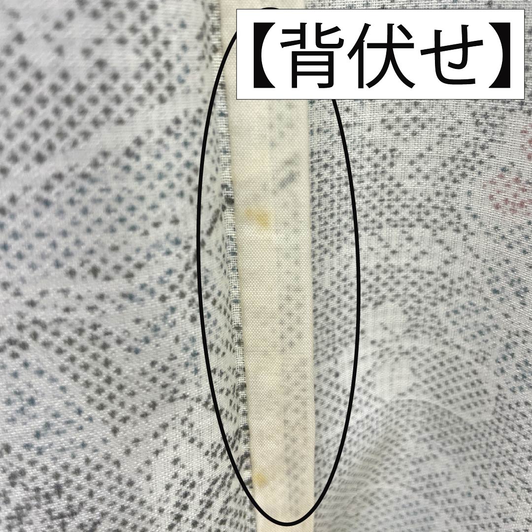 夏物 ポリエステル 小紋 Aランク 身丈163.5cm 裄丈66cm 卯の花色（うのはないろ） 古典柄 洗える着物 紗 グレー系 1132005363422