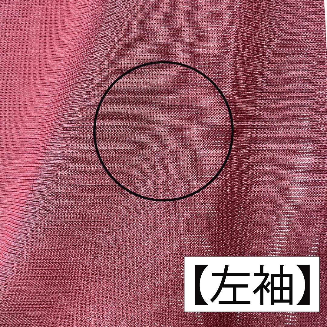 夏物 ポリエステル 色無地 Aランク 身丈160.5cm 裄丈64.5cm 臙脂色（えんじいろ） 洗える着物 絽 赤系 1132003083412