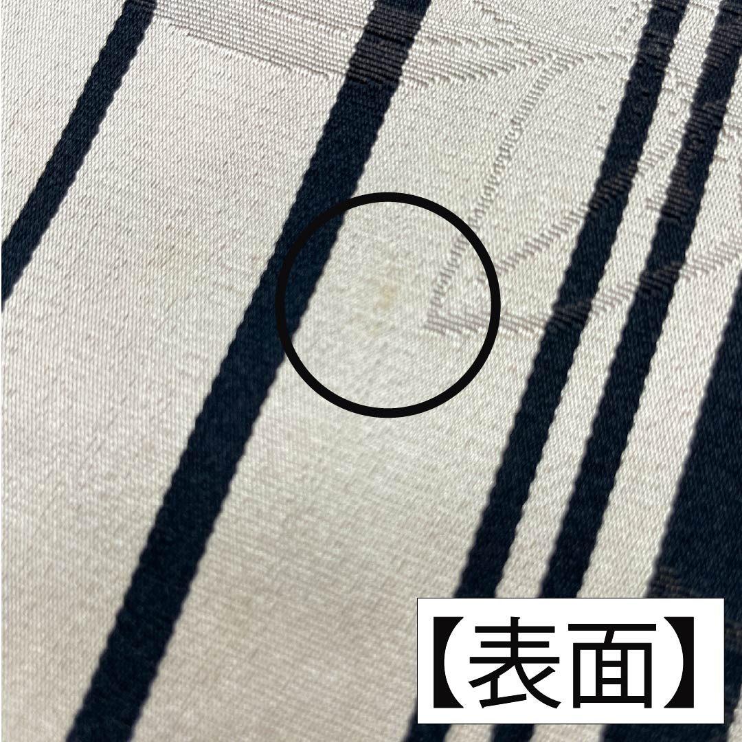 半幅帯 ポリエステル Bランク 絹鼠色（きぬねずいろ） 縞 カサブランカ 花 広幅 帯丈358cm グレー系 1125003294322