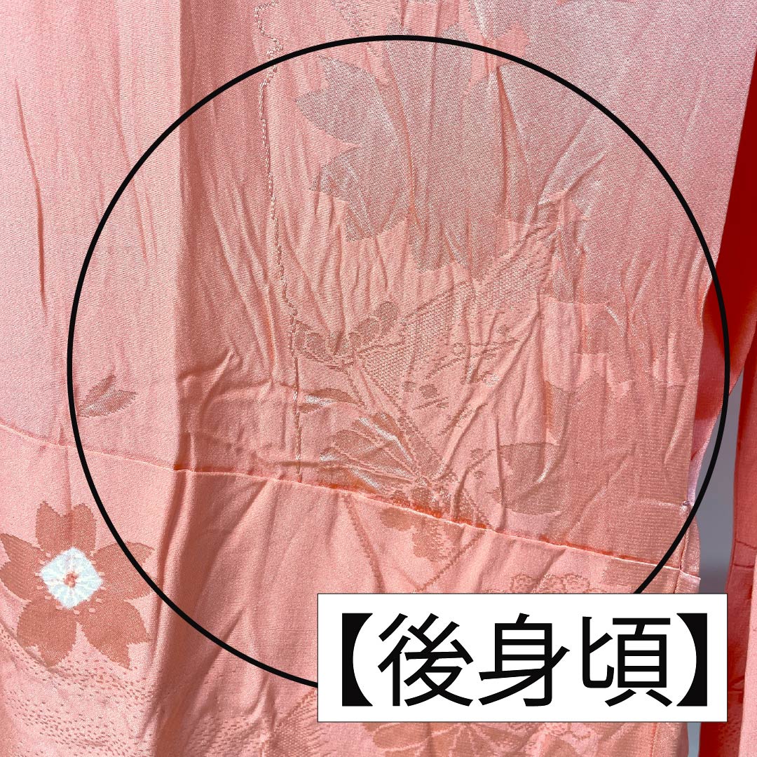 長襦袢 正絹 Sランク 身丈137cm 裄丈66cm 単衣 珊瑚色（さんごいろ） 吉祥文様 部分絞り 刺繍衿付き ピンク系 1129000822513